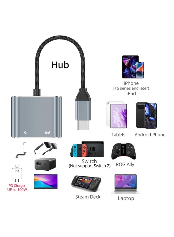 LR Nexus USB-C Hub to AR Glasses Converter and Charging Adapter is plug-and-play and compatible with mobile phones, Steam Deck, Switch 1st, ROG Ally, laptops, etc. - Image 3
